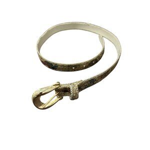 Prestige Leather Absolutely Fresh Glitter Belt Gold Beige Sz Medium/Large Boho